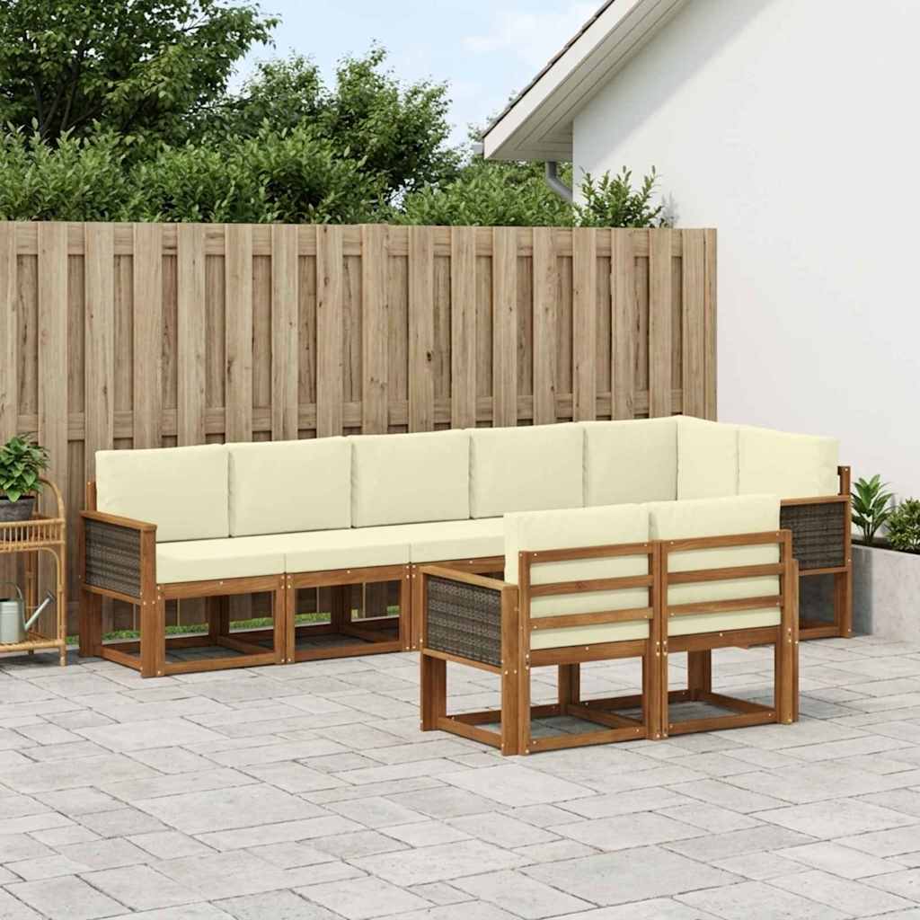 Outdoor-Sofagarnitur 8 stk. Natur und Creme Polyester