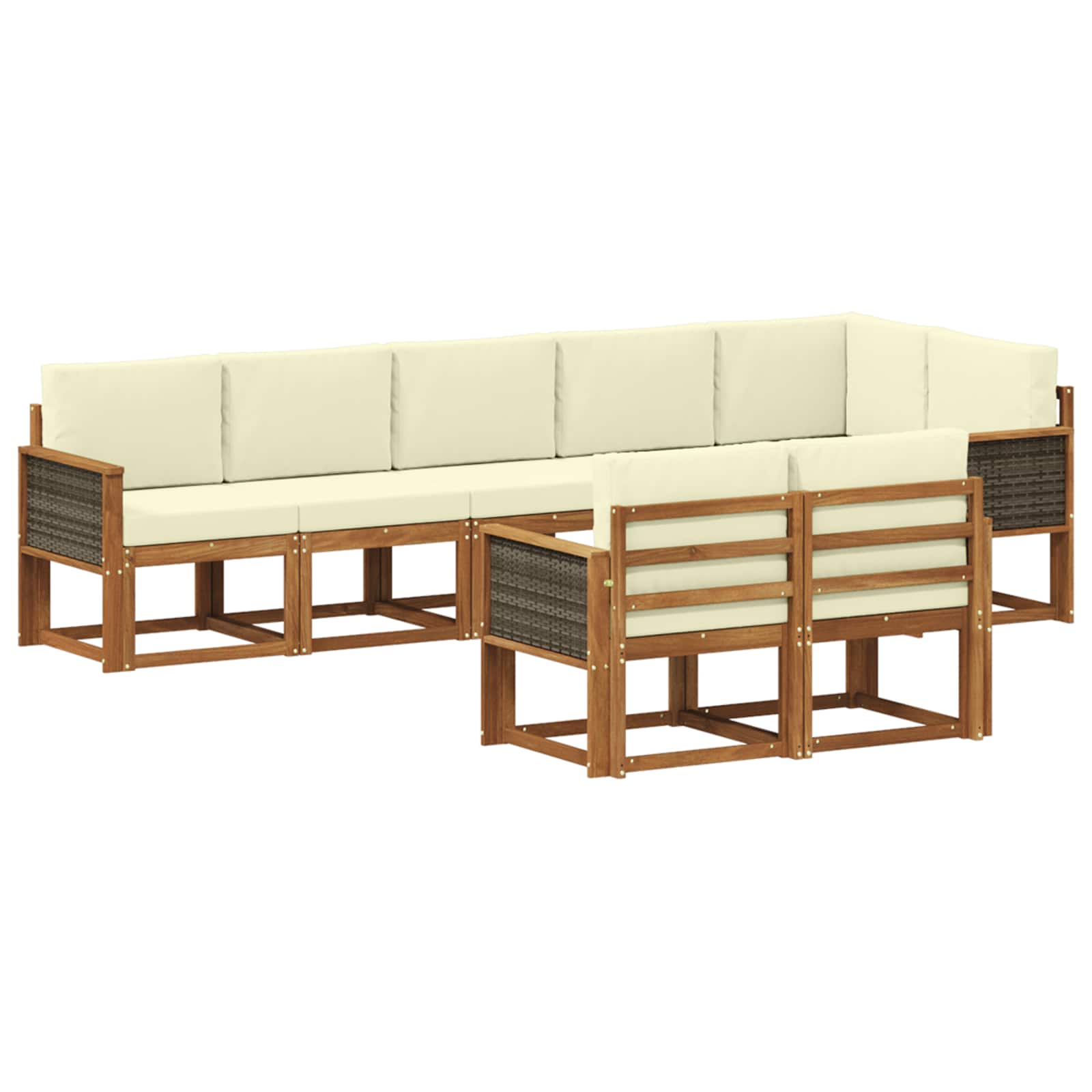 Outdoor-Sofagarnitur 8 stk. Natur und Creme Polyester