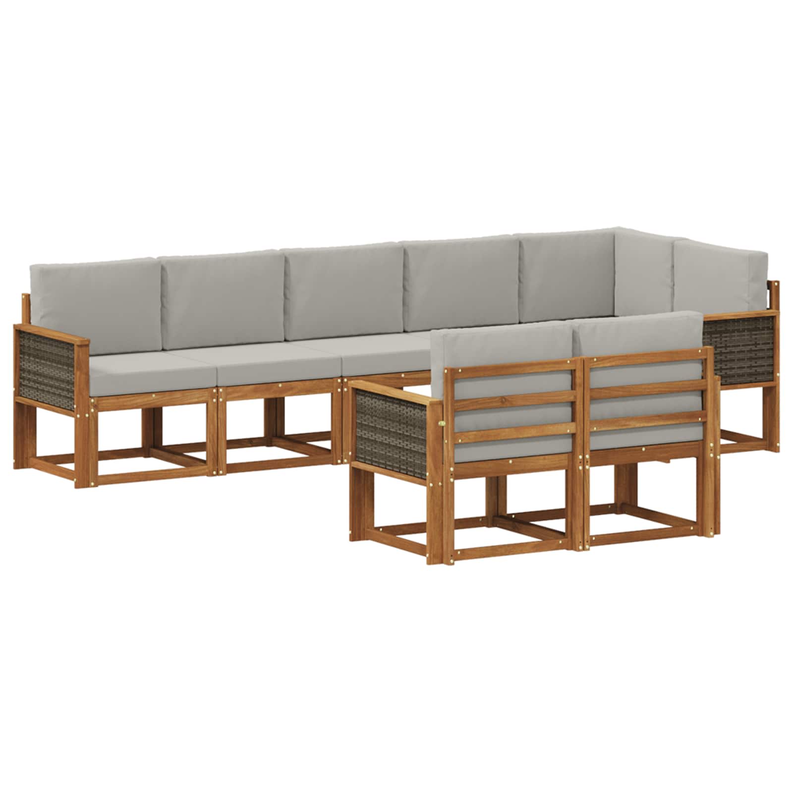 Outdoor-Sofagarnitur 8 stk. Natürlich und Hellgrau Polyester