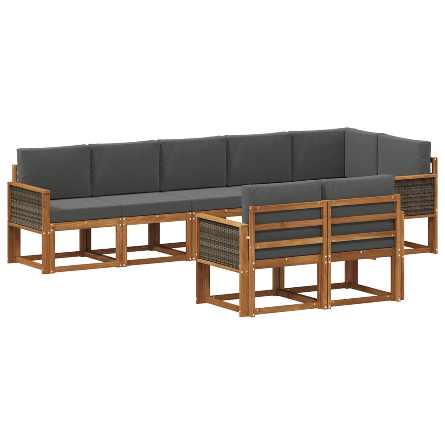 Outdoor-Sofagarnitur 8 pcs Natur und Anthrazit Polyester