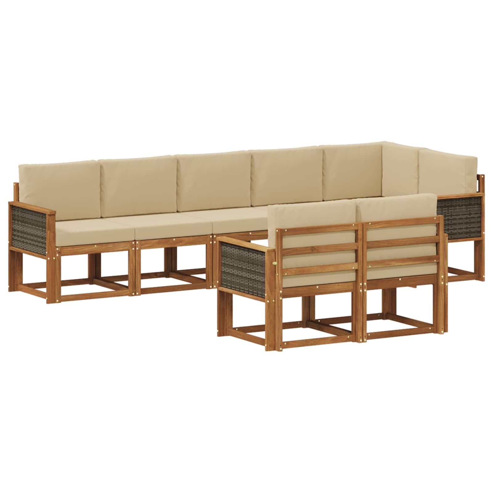 Outdoor-Sofagarnitur mit Kissen 8 pcs Natur und Beige Polyester
