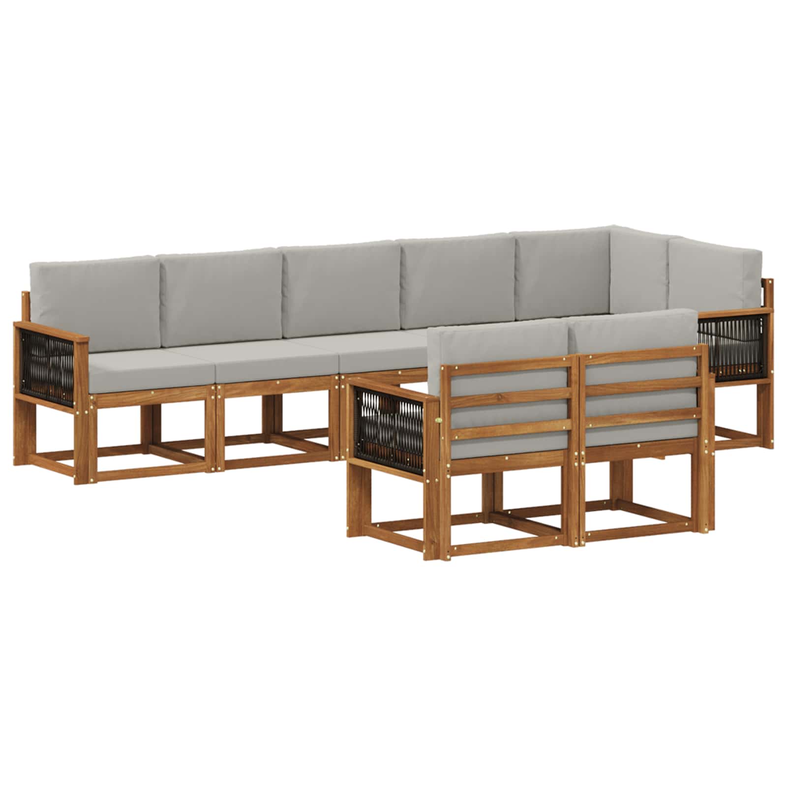 Outdoor-Sofagarnitur 8 stk. Natürlich und Hellgrau Polyester