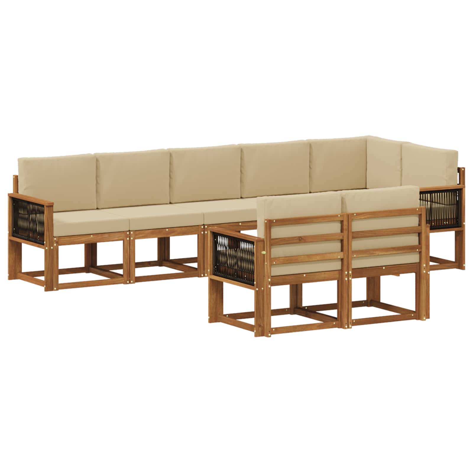 Outdoor-Sofagarnitur mit Kissen 8 pcs Natur und Beige Polyester