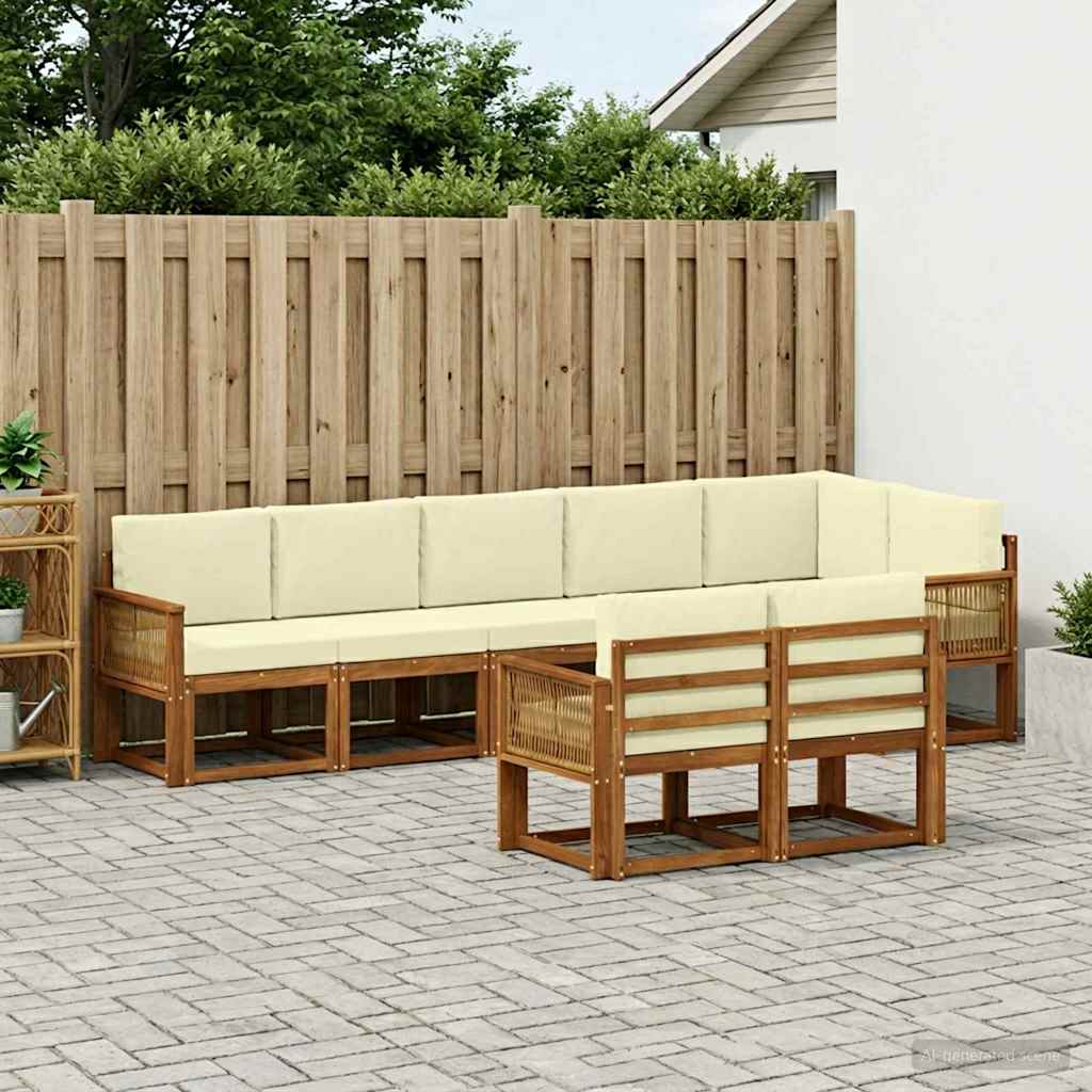 Outdoor-Sofagarnitur 8 stk. Natur und Creme Polyester