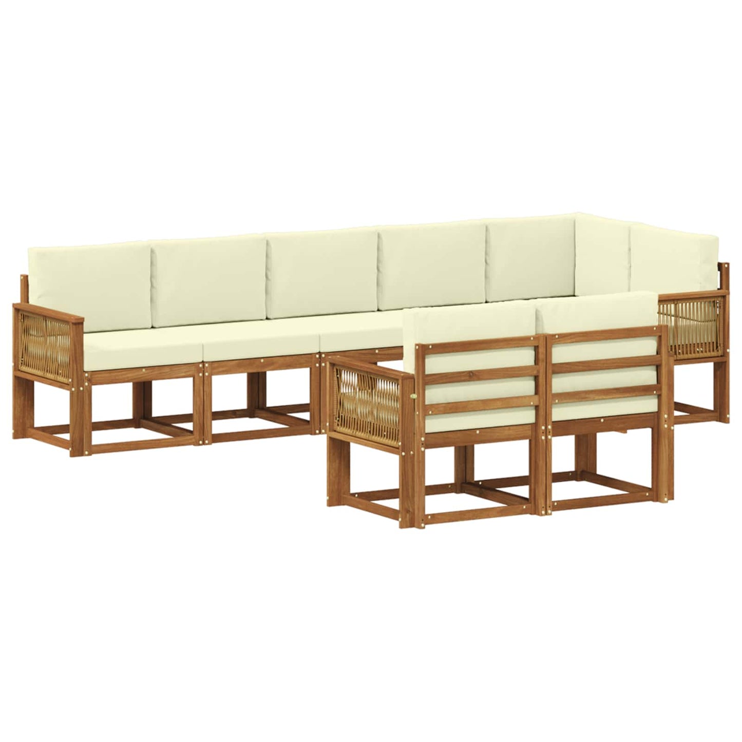 Outdoor-Sofagarnitur 8 stk. Natur und Creme Polyester