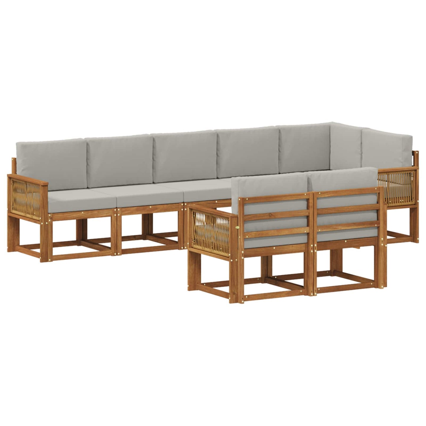 Outdoor-Sofagarnitur 8 stk. Natürlich und Hellgrau Polyester