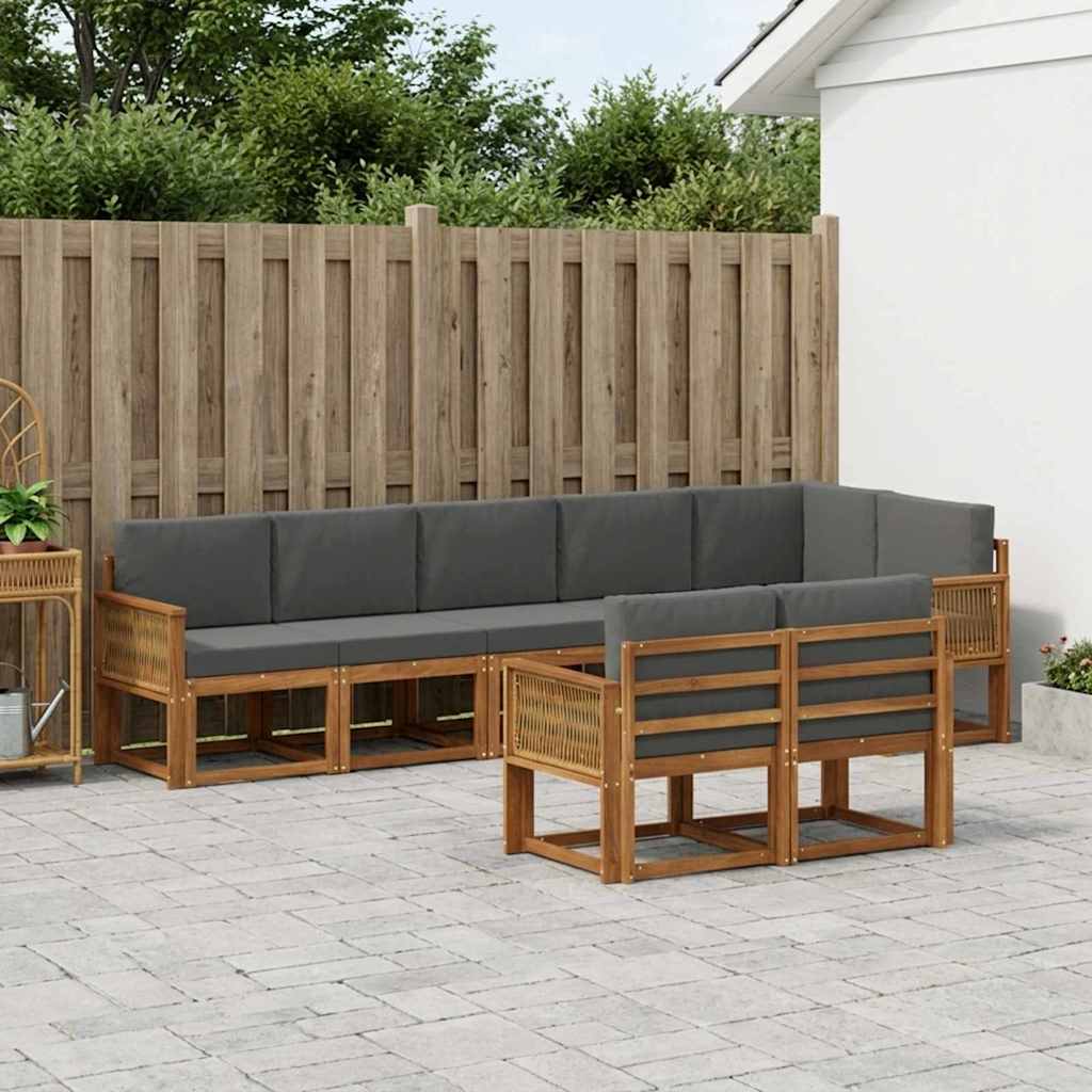 Outdoor-Sofagarnitur 8 pcs Natur und Anthrazit Polyester