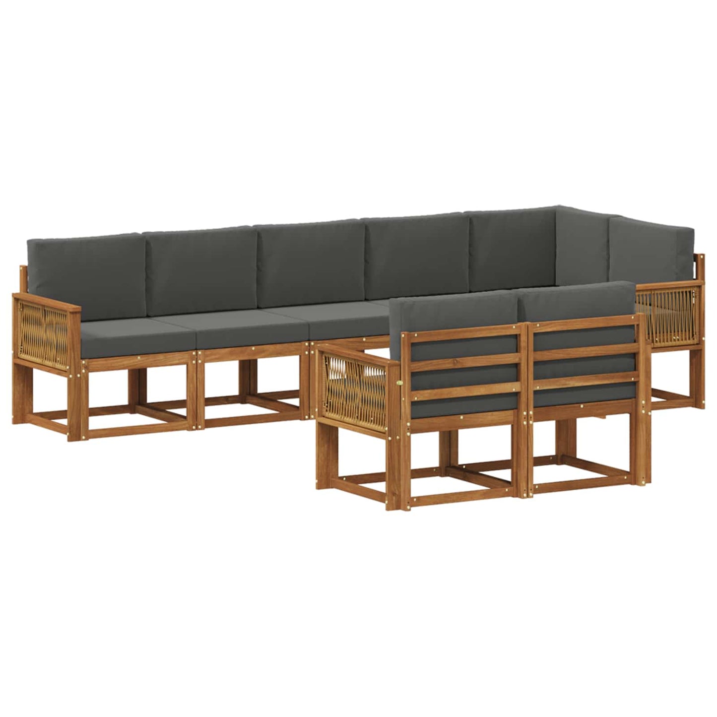 Outdoor-Sofagarnitur 8 pcs Natur und Anthrazit Polyester