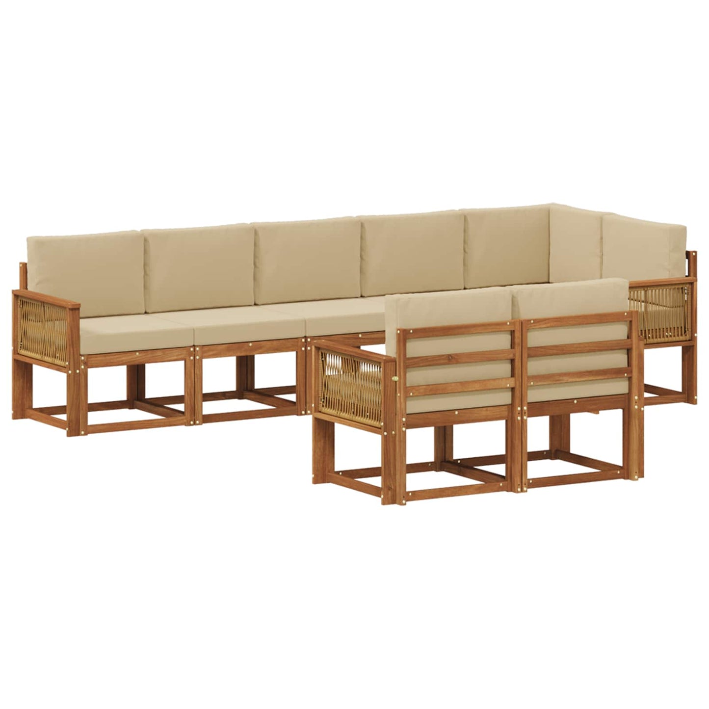 Outdoor-Sofagarnitur mit Kissen 8 pcs Natur und Beige Polyester