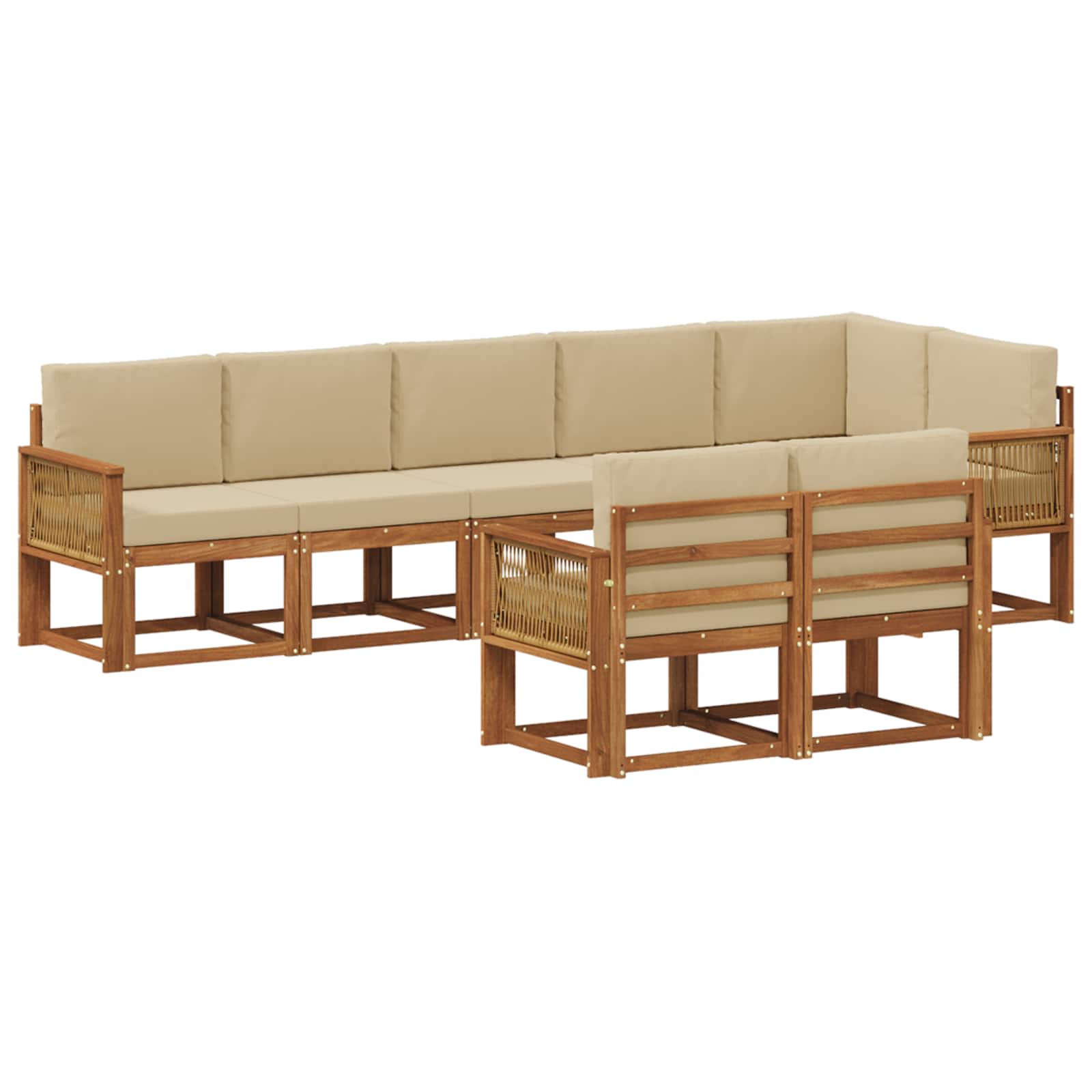 Outdoor-Sofagarnitur mit Kissen 8 pcs Natur und Beige Polyester