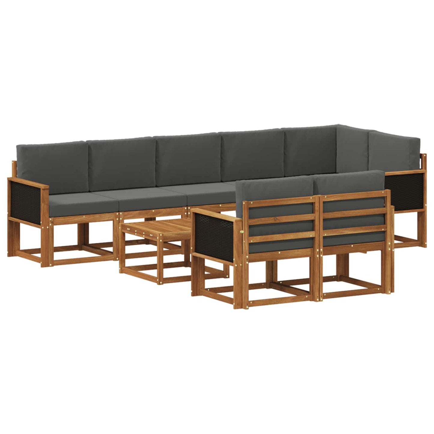 Outdoor-Sofagarnitur 9 pcs Natur und Anthrazit Polyester