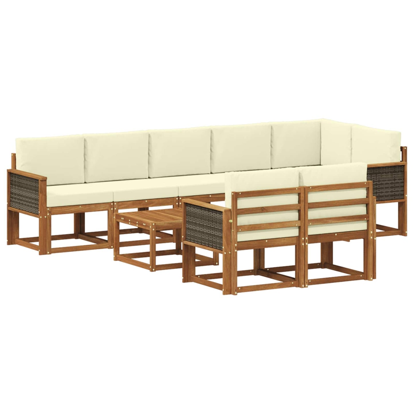 Outdoor-Sofagarnitur 9 stk. Natur und Creme Polyester