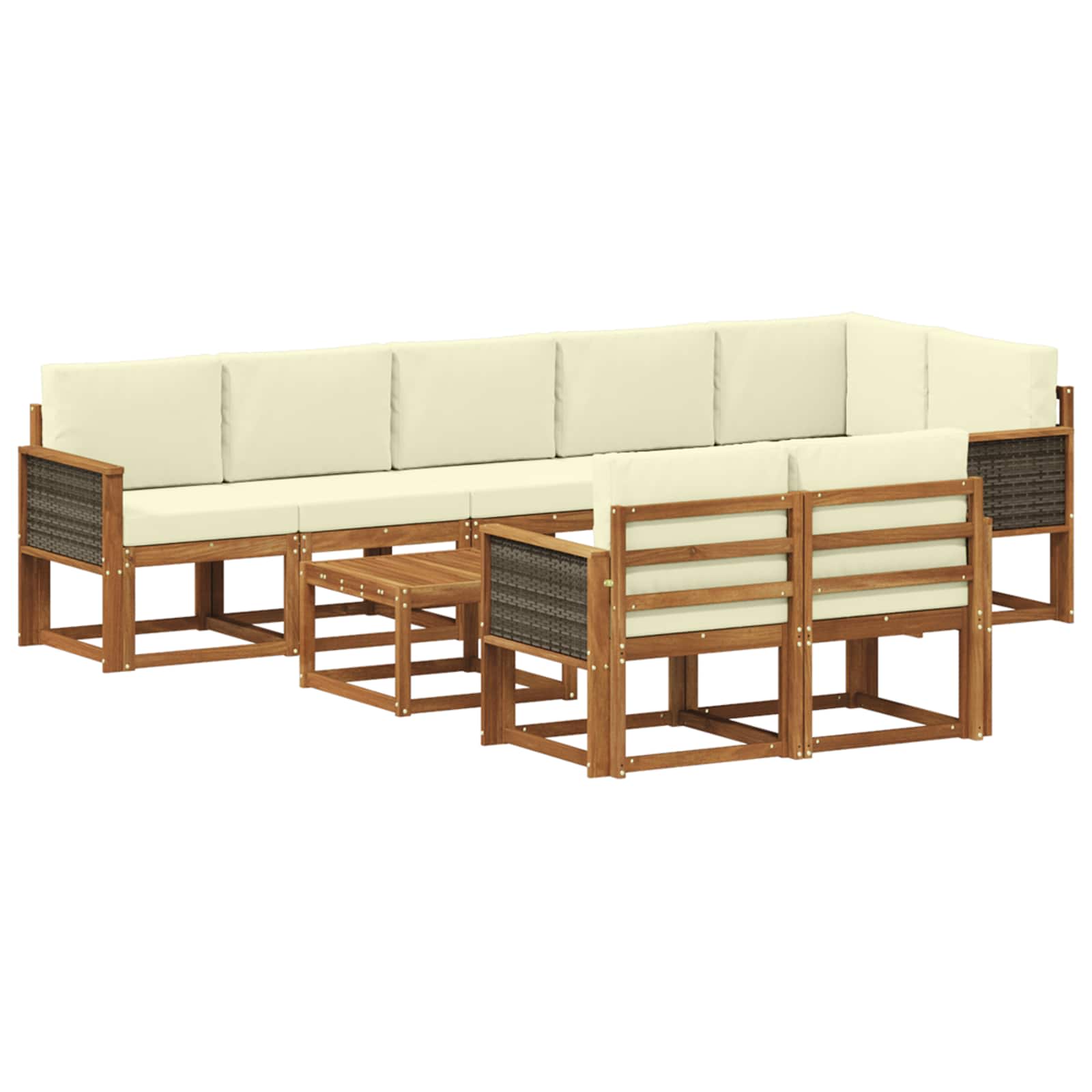 Outdoor-Sofagarnitur 9 stk. Natur und Creme Polyester