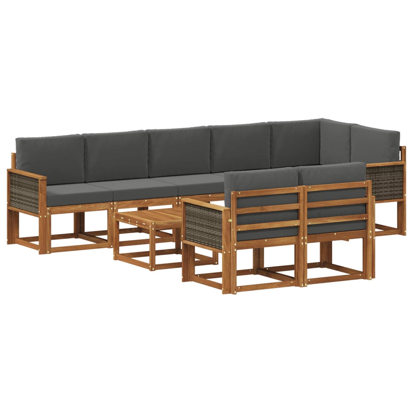 Outdoor-Sofagarnitur 9 pcs Natur und Anthrazit Polyester