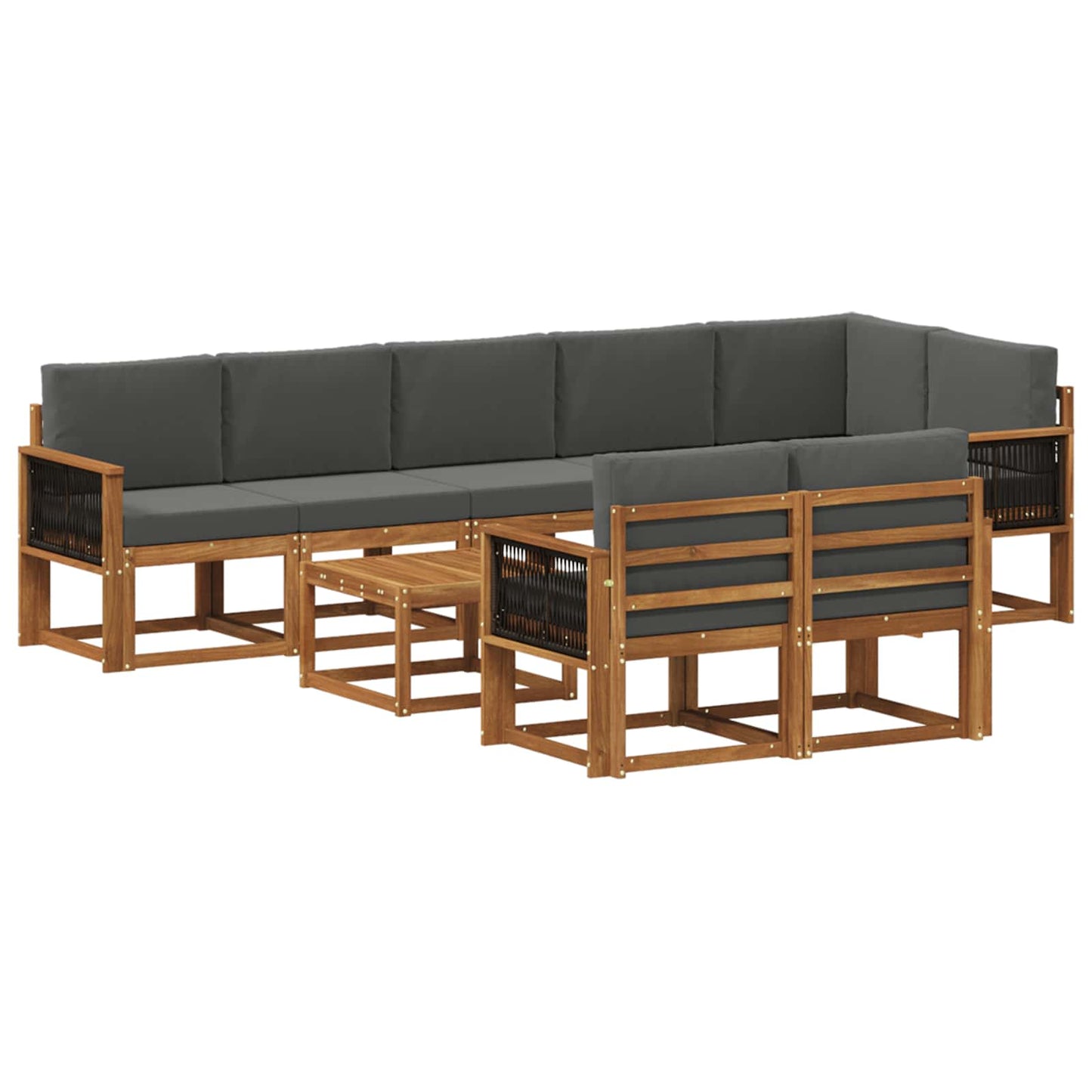 Outdoor-Sofagarnitur 9 stk. Natur und Anthrazit Polyester