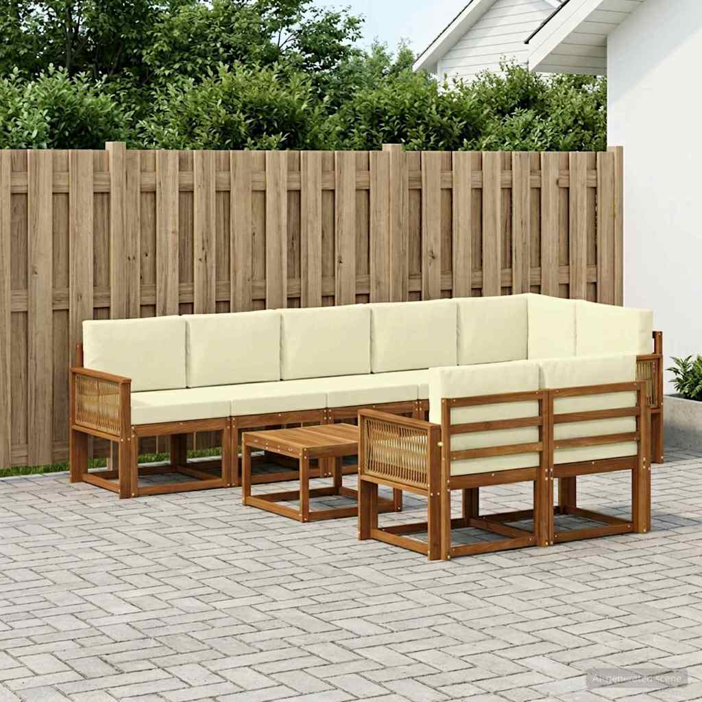 Outdoor-Sofagarnitur 9 stk. Natur und Creme Polyester