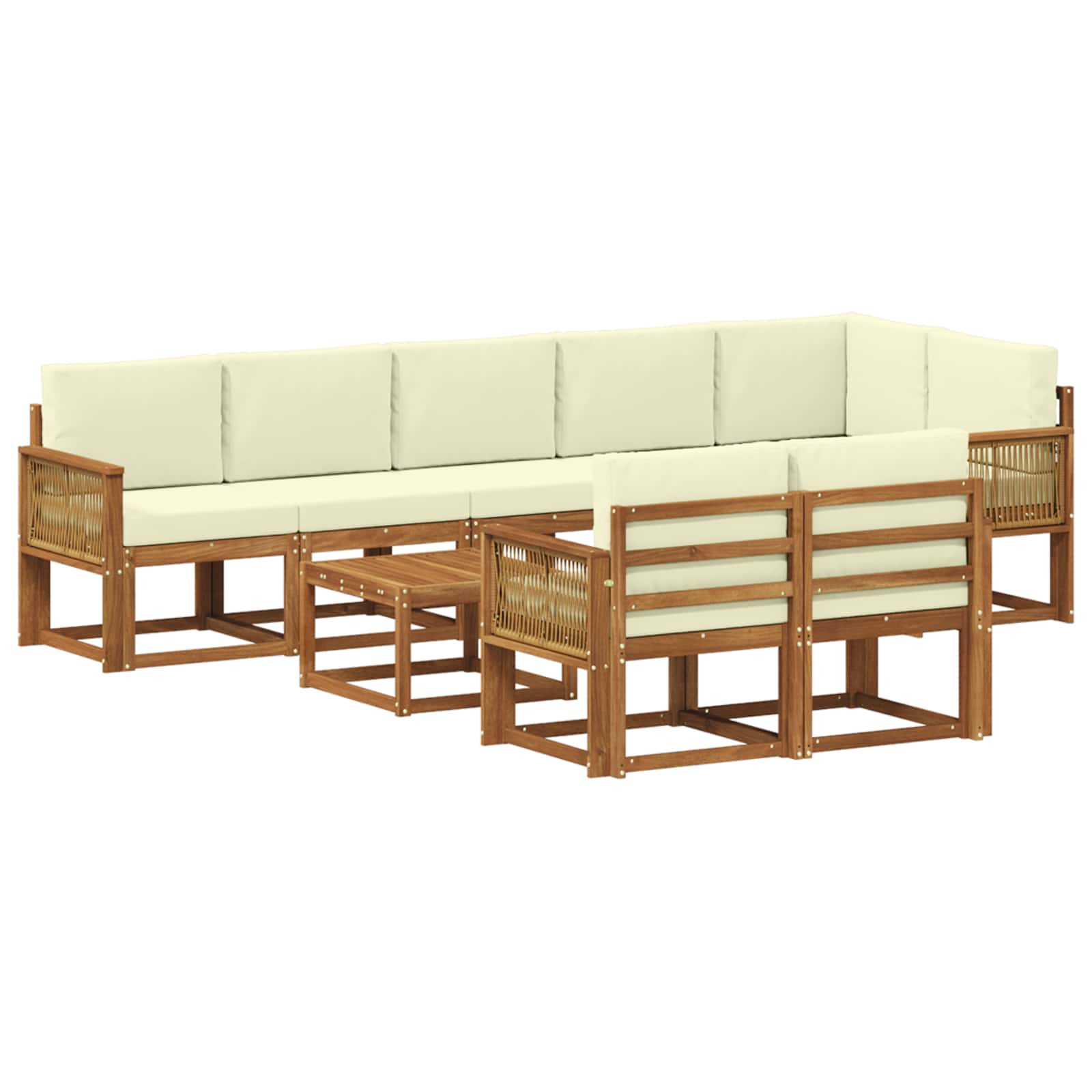 Outdoor-Sofagarnitur 9 stk. Natur und Creme Polyester