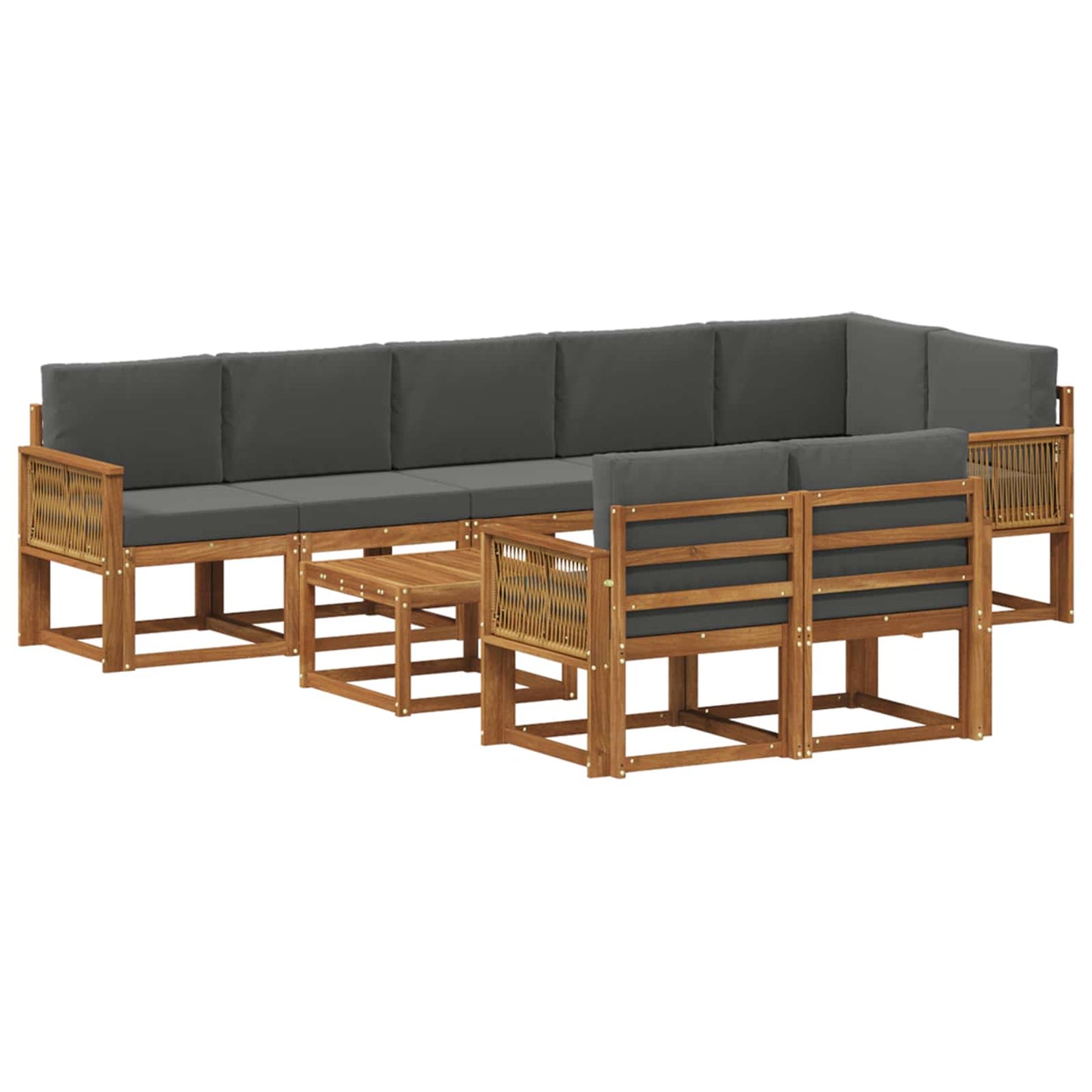 Outdoor-Sofagarnitur 9 pcs Natur und Anthrazit Polyester