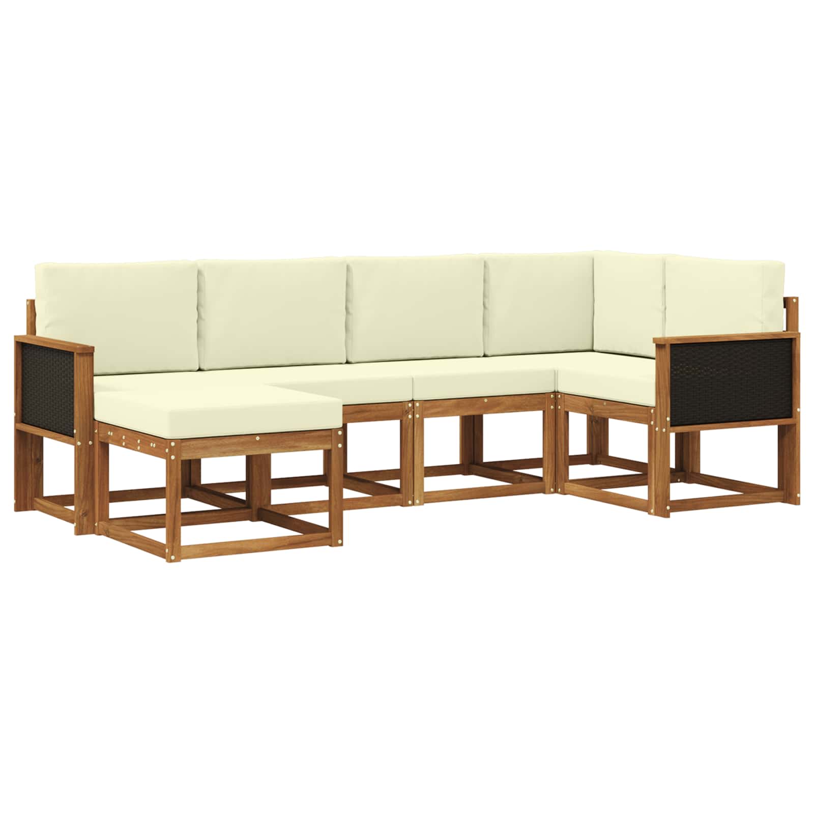 Outdoor-Sofagarnitur 6 pcs Natur und Creme Massivholz Akazie