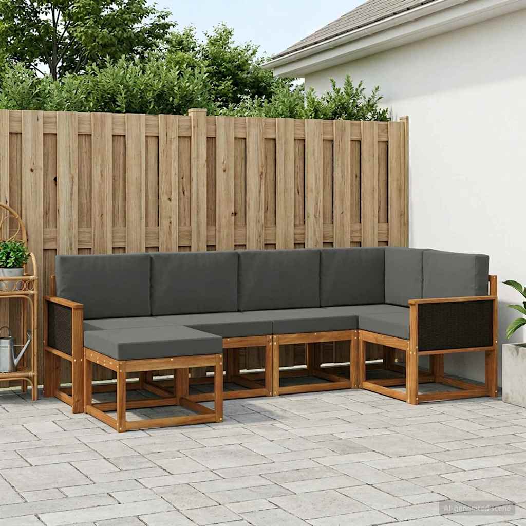 Outdoor-Sofagarnitur 6 pcs Natur und Anthrazit