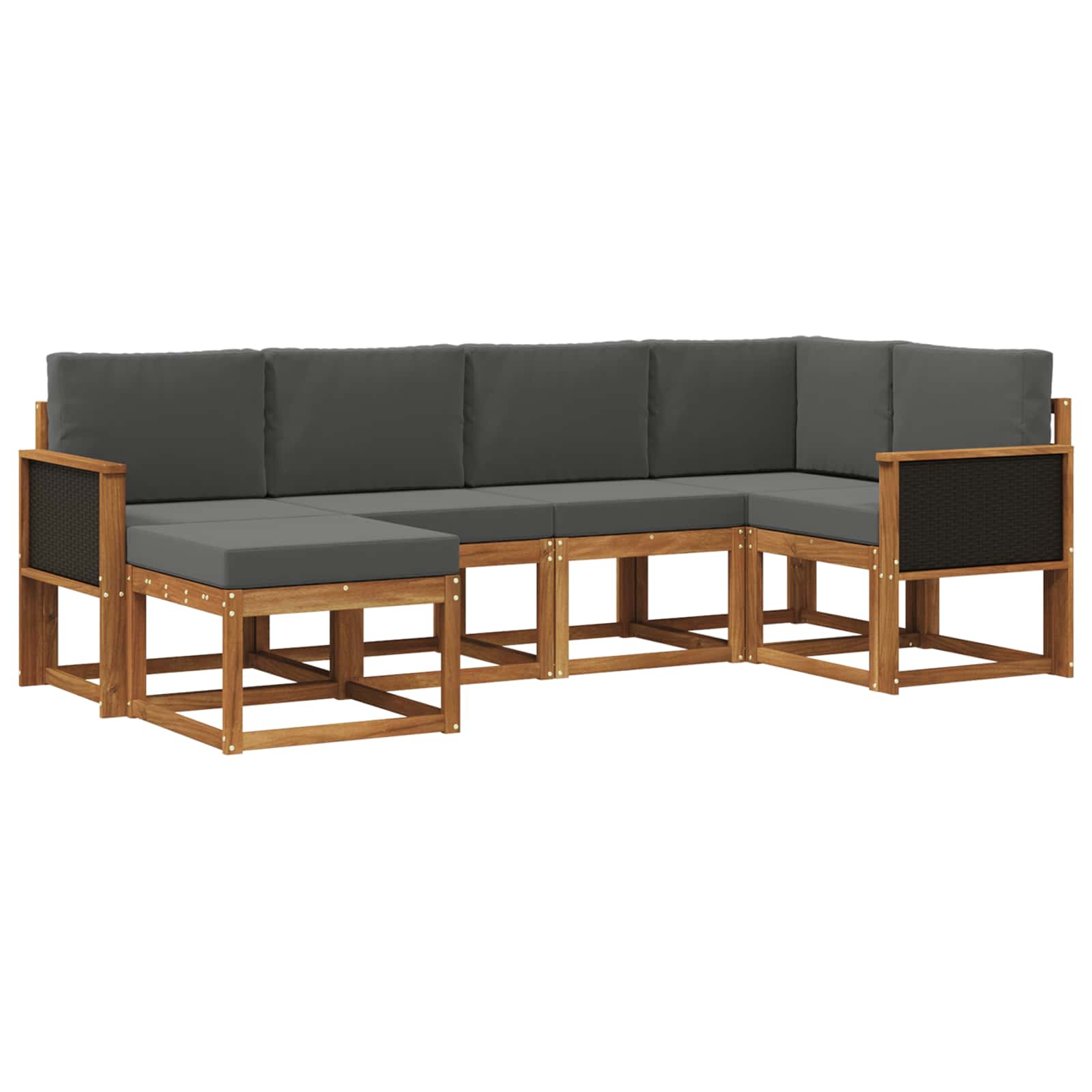 Outdoor-Sofagarnitur 6 pcs Natur und Anthrazit