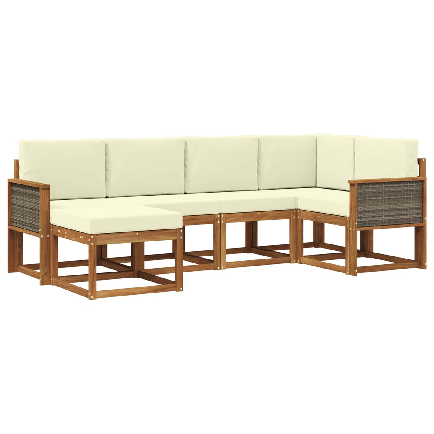 Outdoor-Sofagarnitur 6 stk. Natur und Creme Polyester