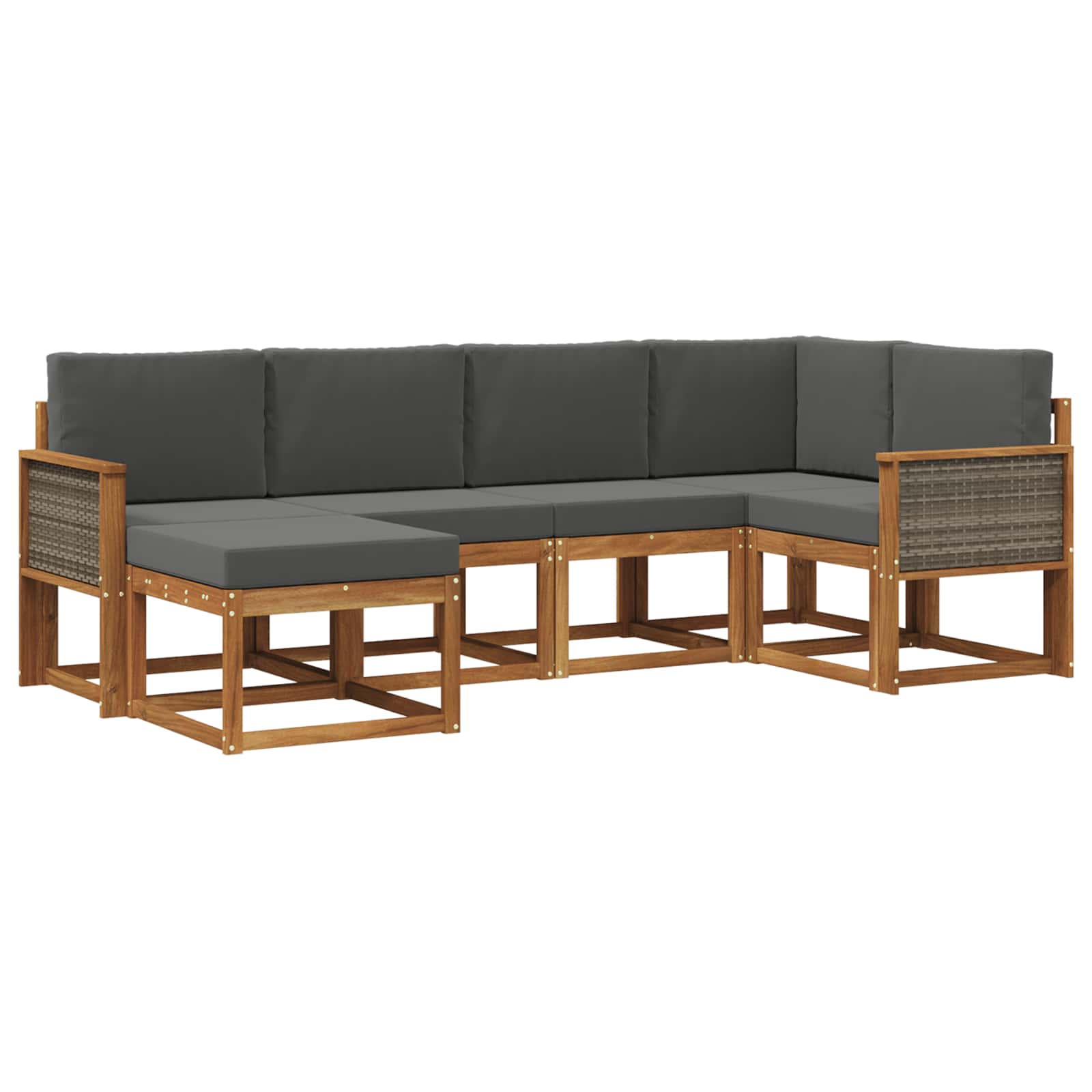 Outdoor-Sofagarnitur 6 pcs Natur und Anthrazit Polyester
