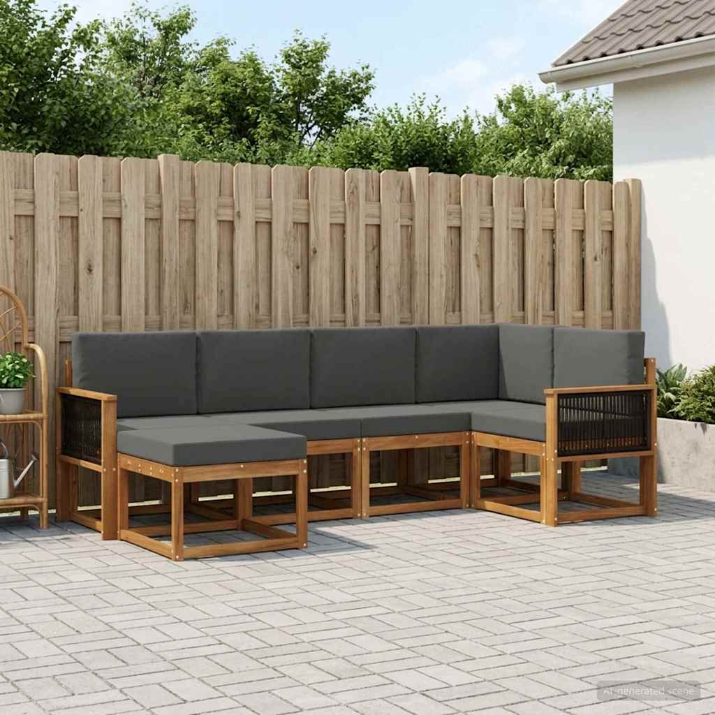 Outdoor-Sofagarnitur 6 pcs Natur und Anthrazit