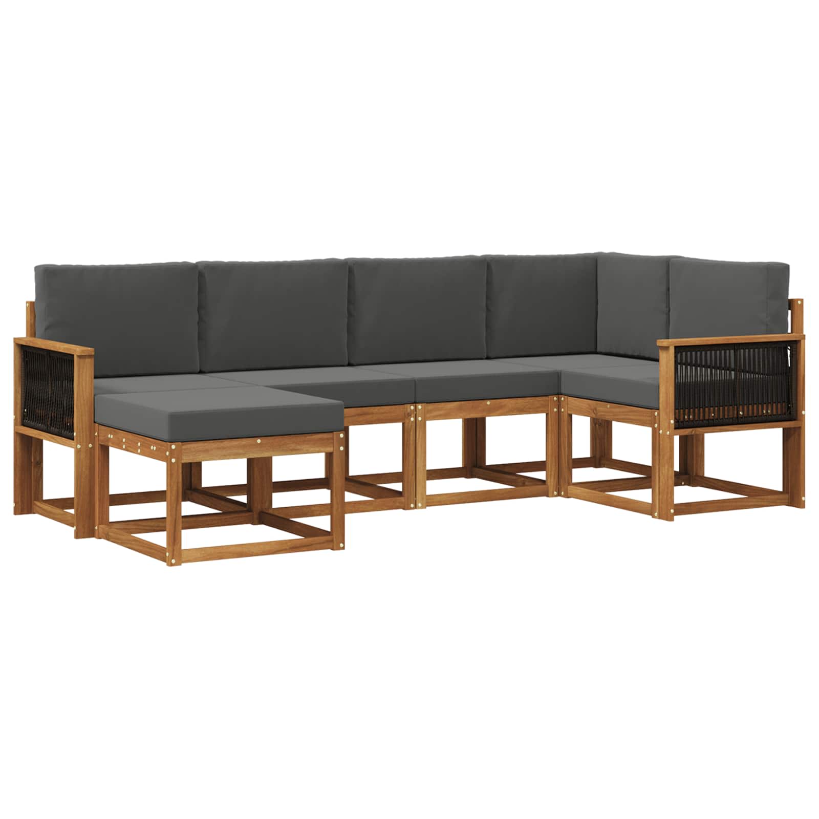 Outdoor-Sofagarnitur 6 pcs Natur und Anthrazit