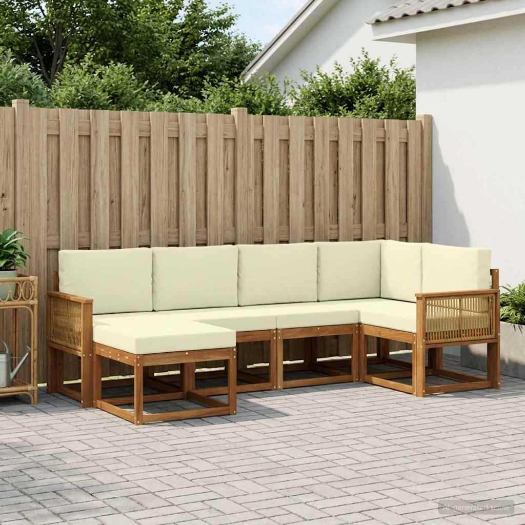 Outdoor-Sofagarnitur 6 stk. Natur und Creme Polyester