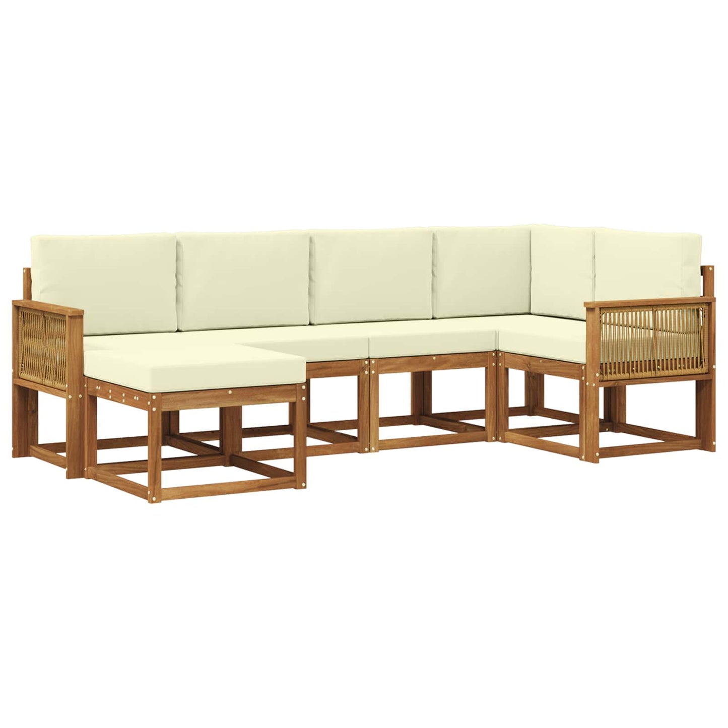 Outdoor-Sofagarnitur 6 stk. Natur und Creme Polyester