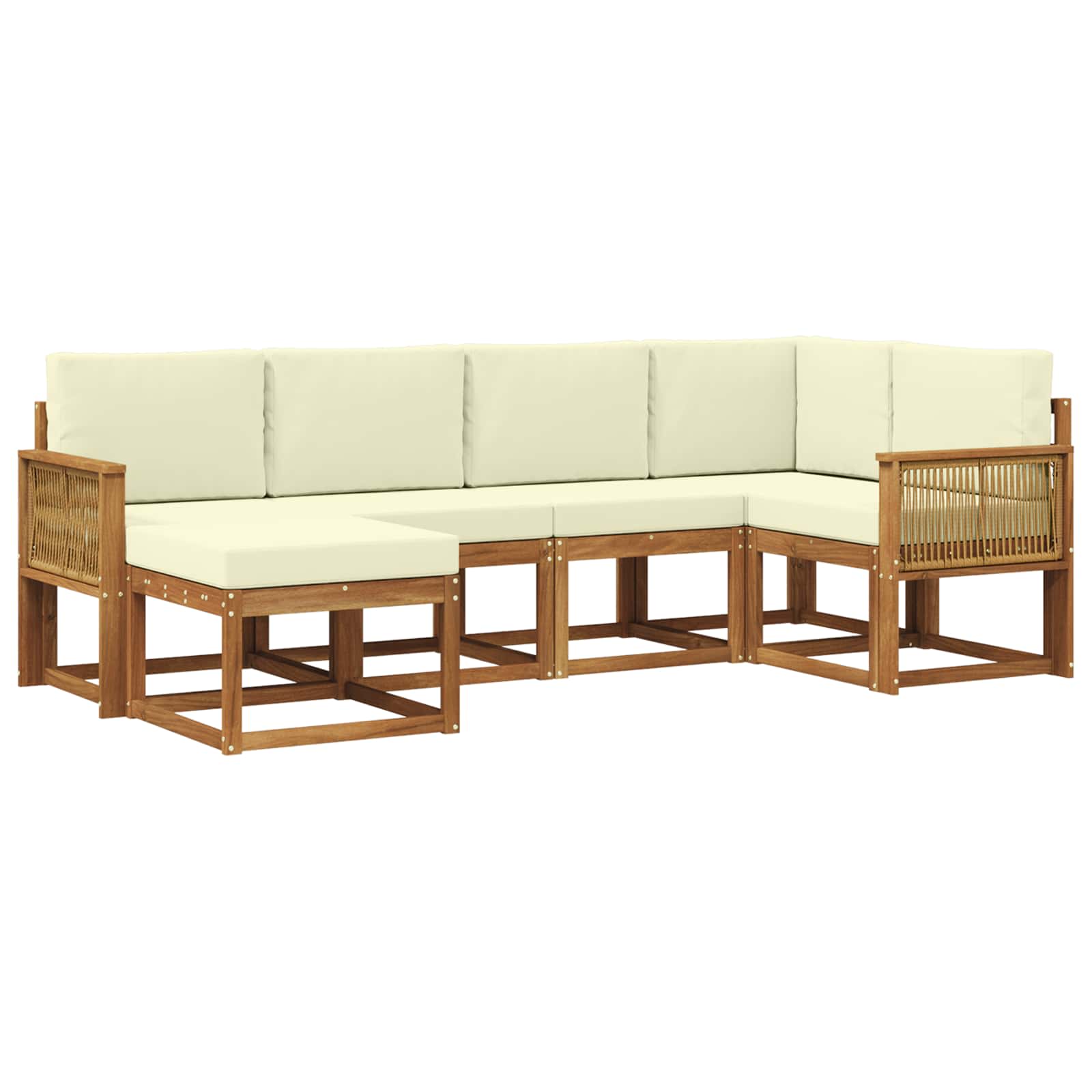 Outdoor-Sofagarnitur 6 stk. Natur und Creme Polyester