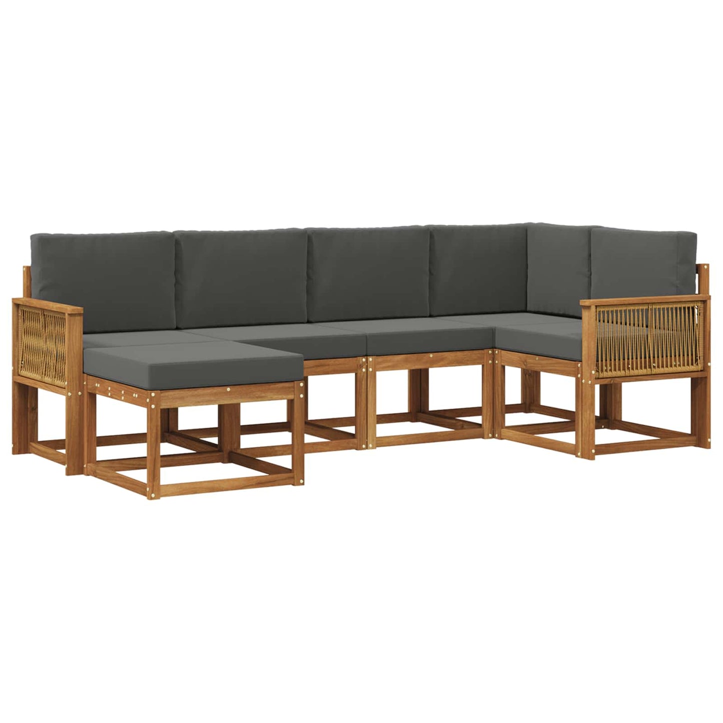 Outdoor-Sofagarnitur 6 pcs Natur und Anthrazit Polyester