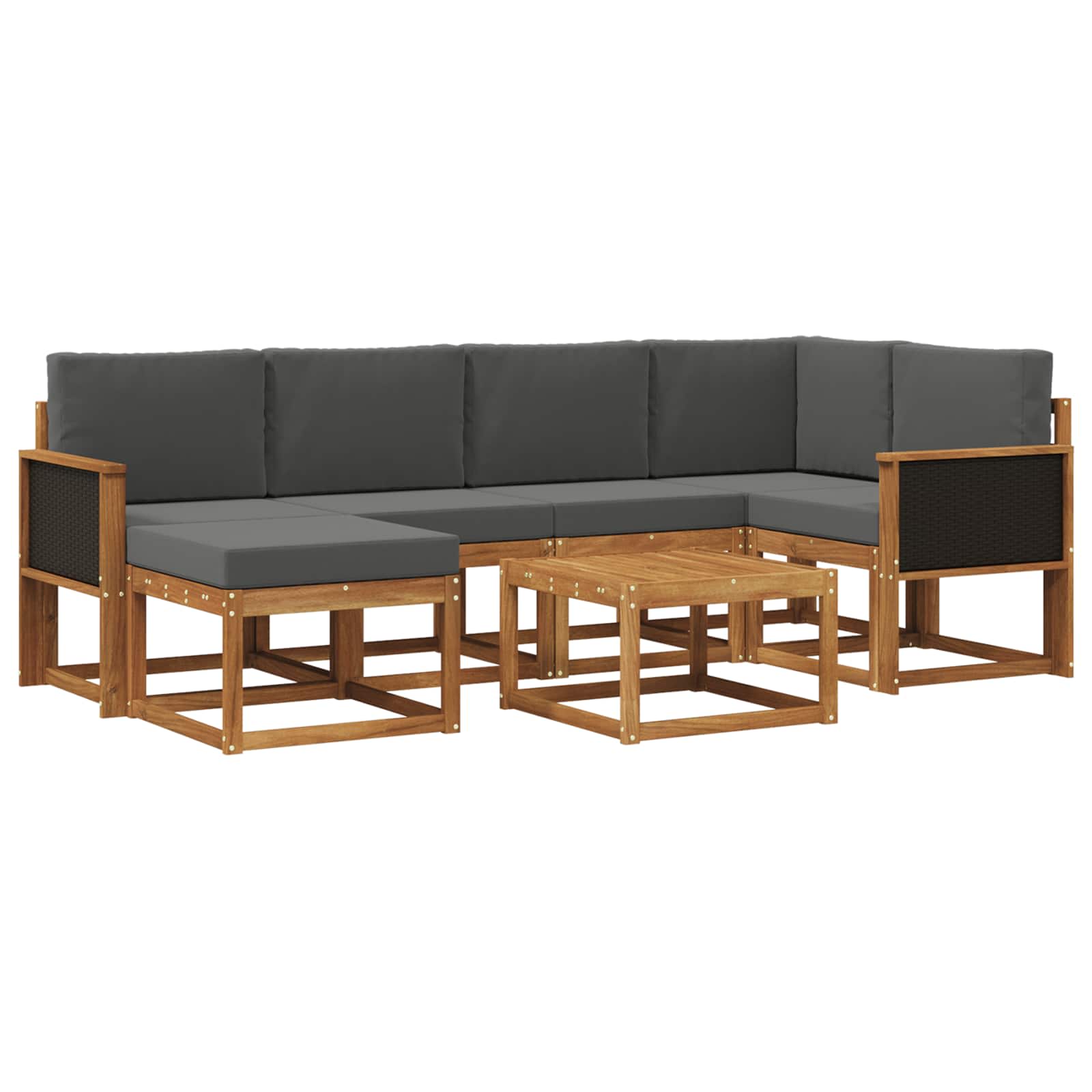 Outdoor-Sofagarnitur mit Kissen 7 pcs Natur und Anthrazit