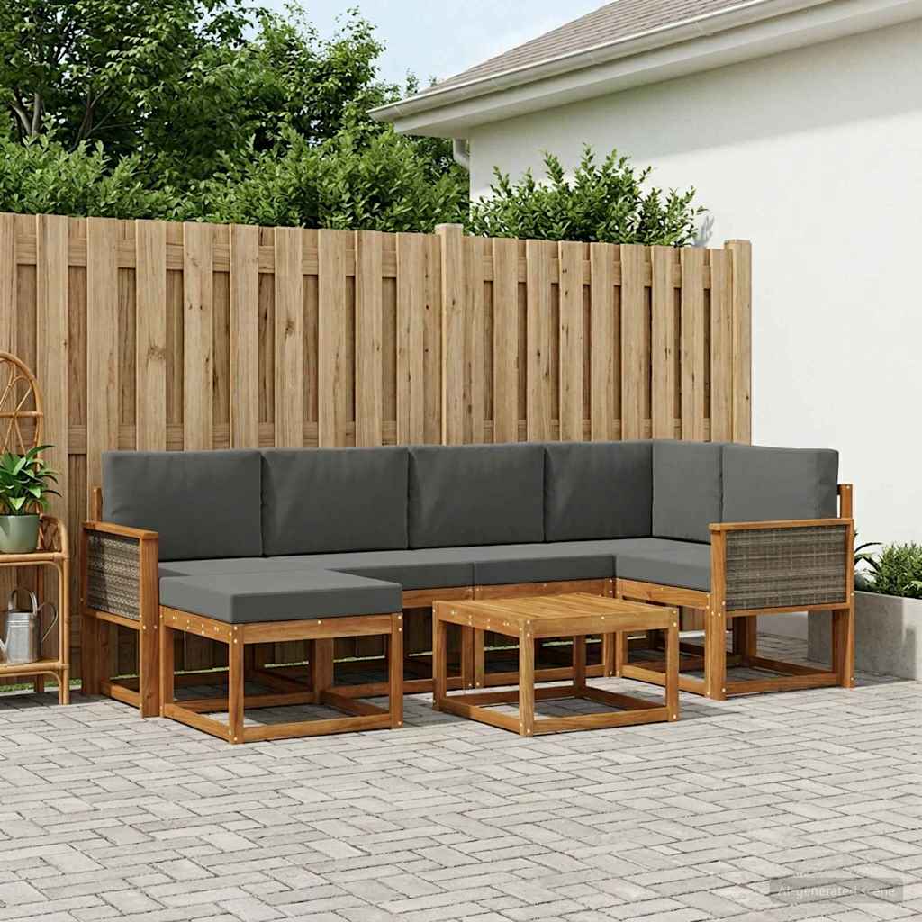 Outdoor-Sofagarnitur 7 stk. Natur und Anthrazit
