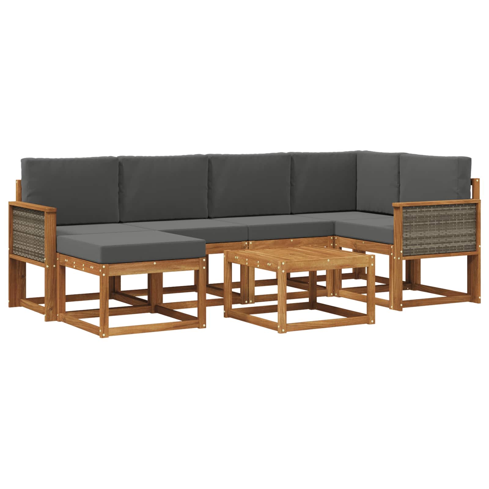 Outdoor-Sofagarnitur 7 stk. Natur und Anthrazit