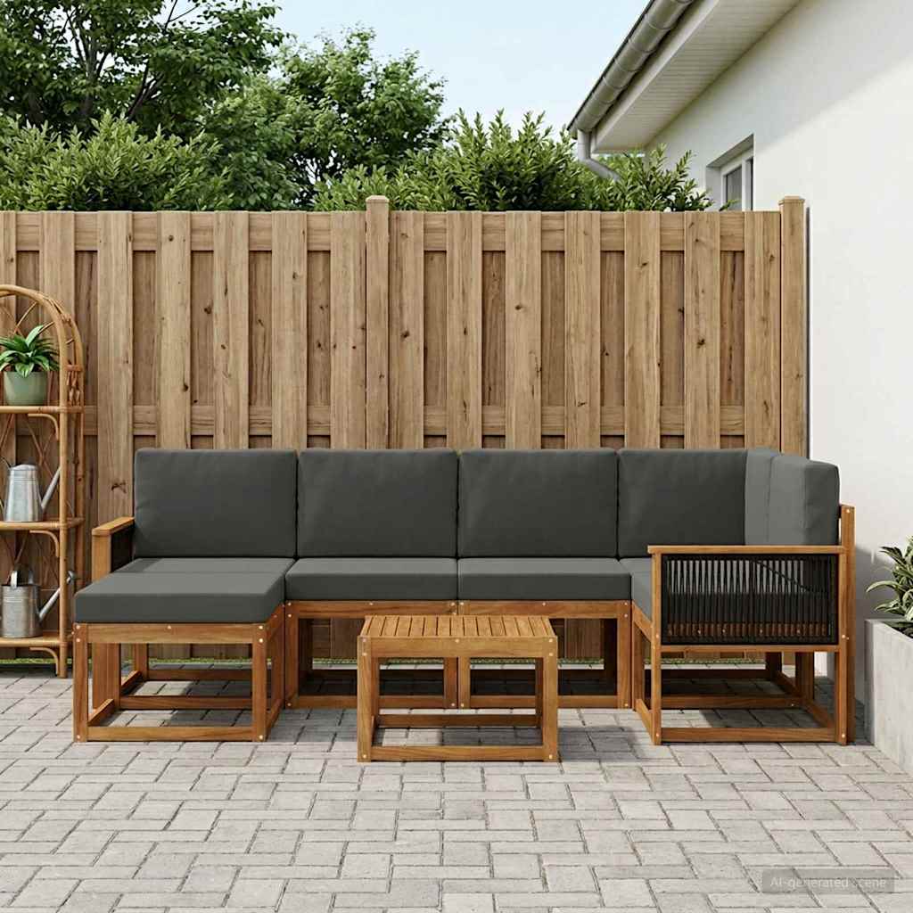 Outdoor-Sofagarnitur 7 stk. Natur und Anthrazit