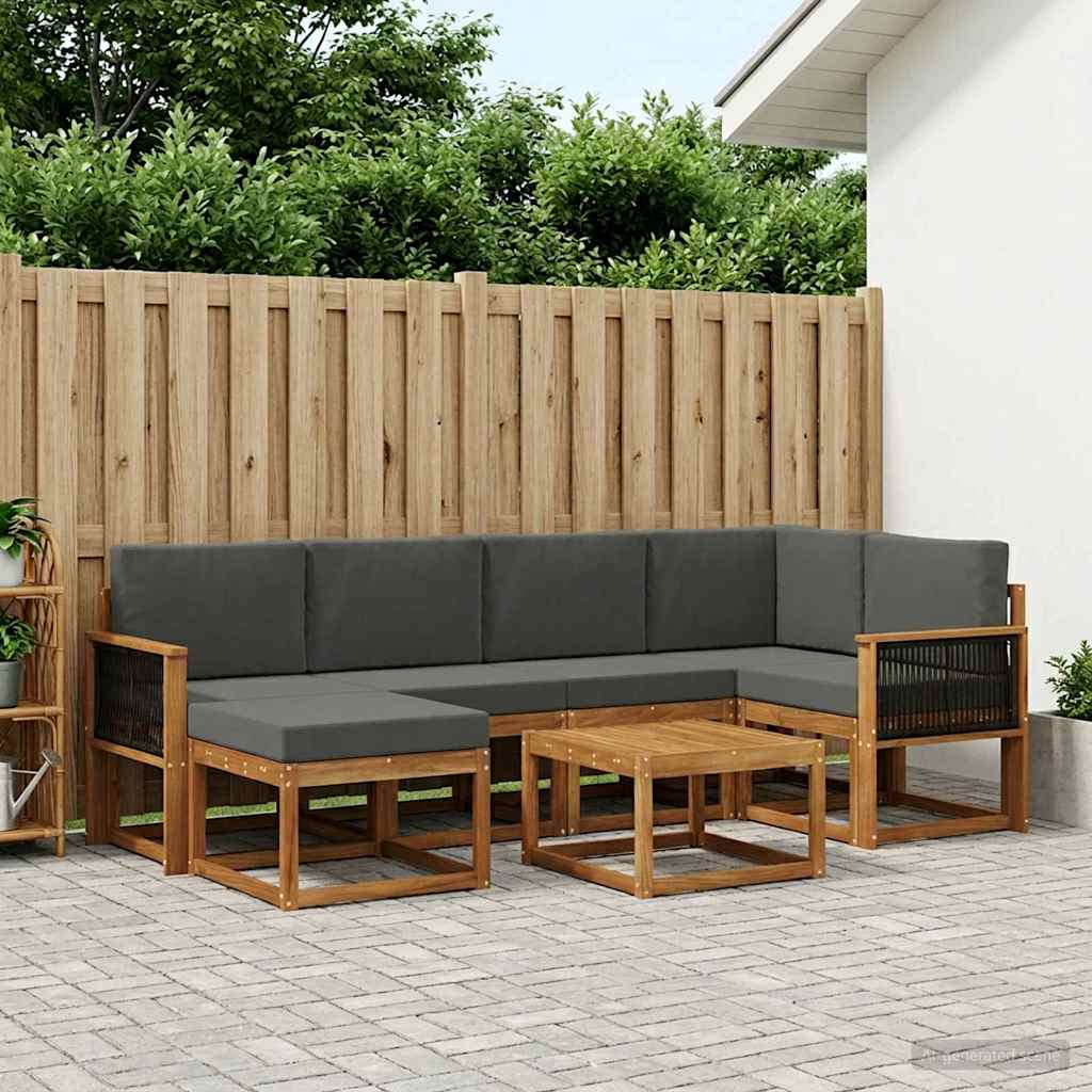 Outdoor-Sofagarnitur 7 stk. Natur und Anthrazit