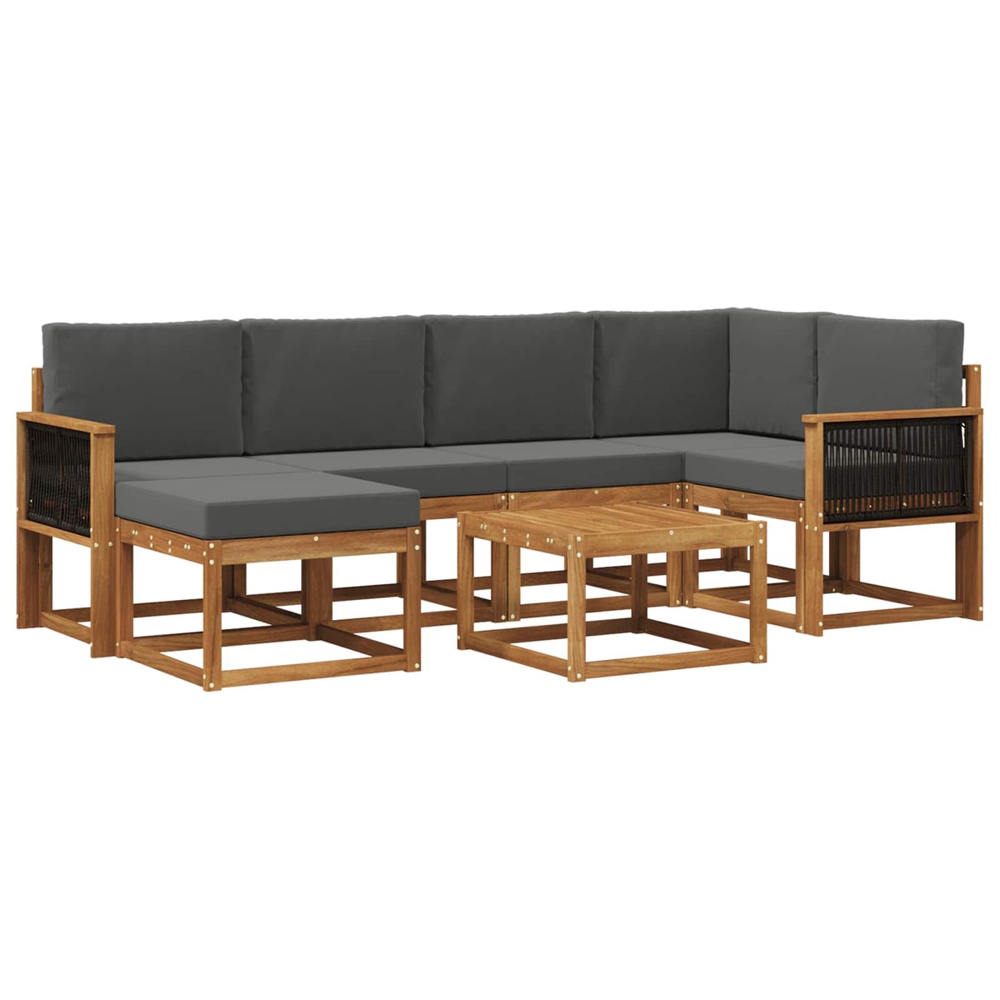 Outdoor-Sofagarnitur 7 stk. Natur und Anthrazit