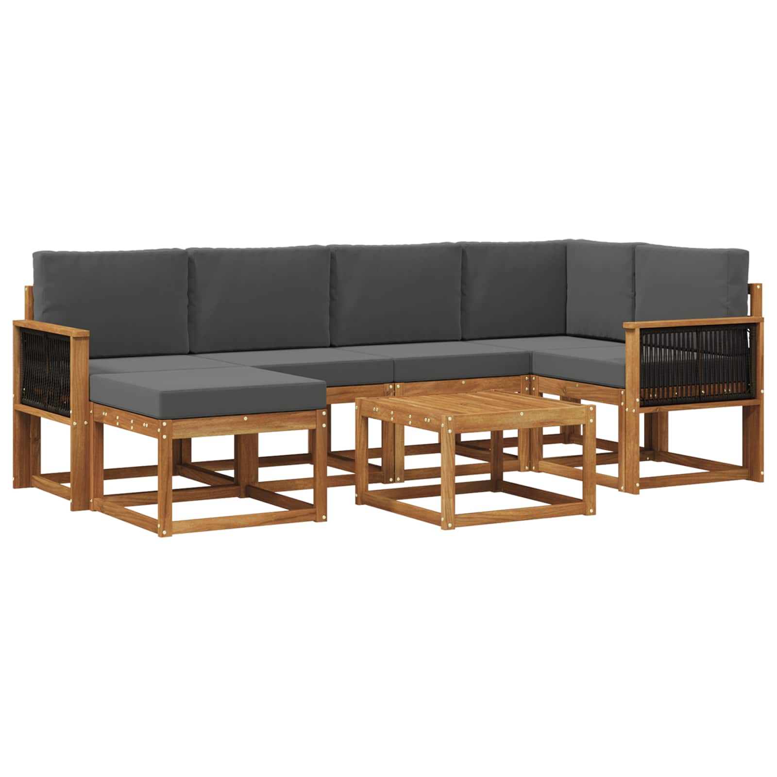 Outdoor-Sofagarnitur 7 stk. Natur und Anthrazit
