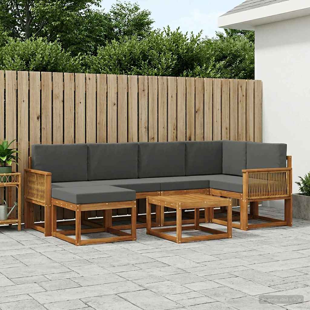 Outdoor-Sofagarnitur mit Kissen 7 pcs Natur und Anthrazit