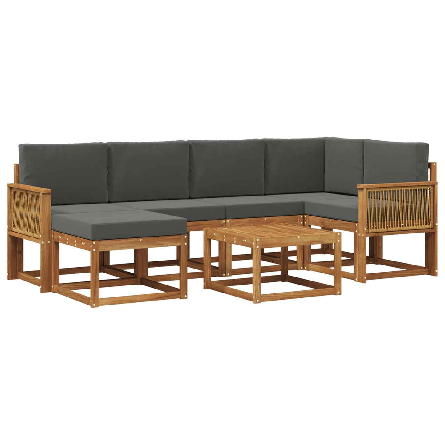 Outdoor-Sofagarnitur mit Kissen 7 pcs Natur und Anthrazit