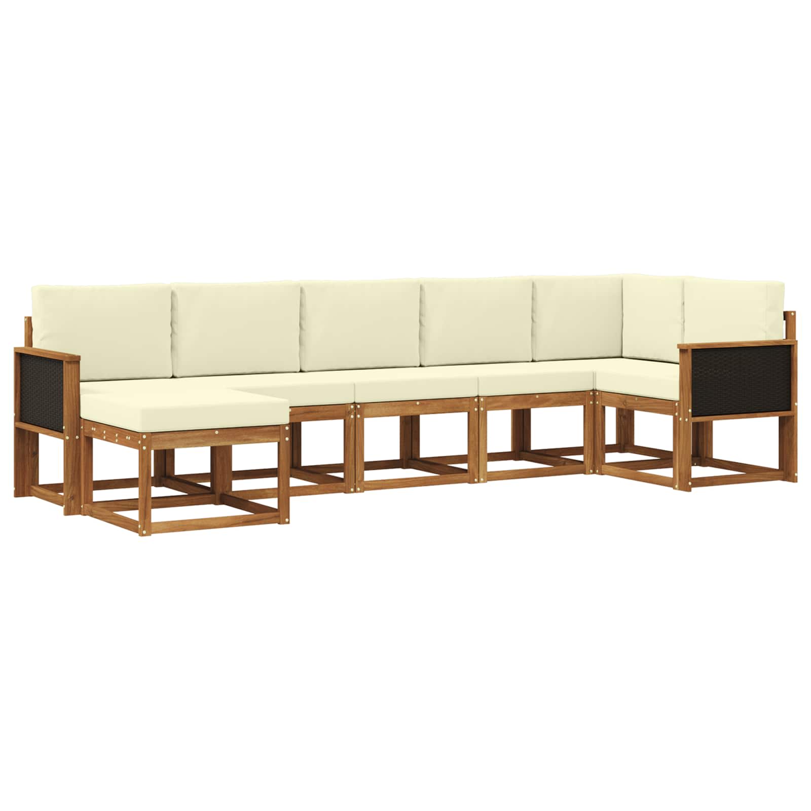 Outdoor-Sofagarnitur mit Kissen 7 pcs Natur und Creme Polyester