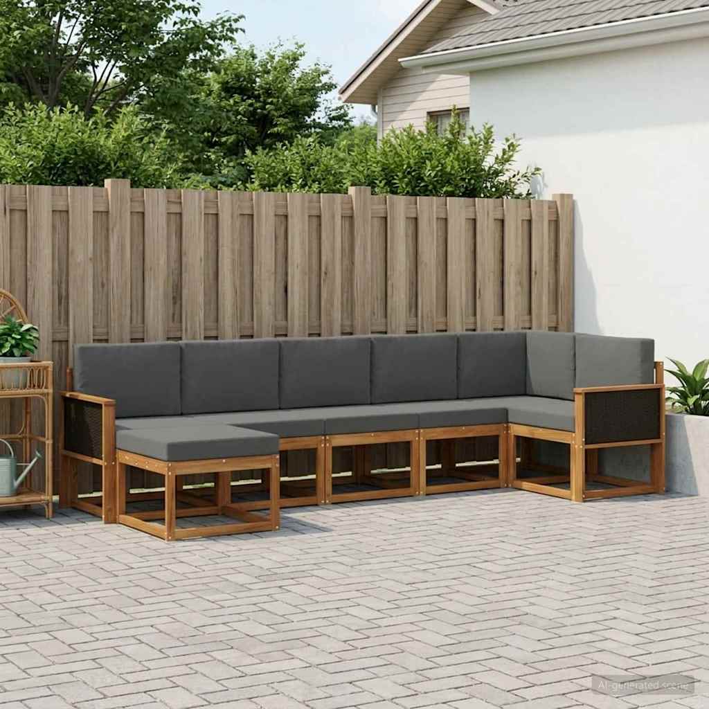 Outdoor-Sofagarnitur 7 pcs Natur und Anthrazit Polyester