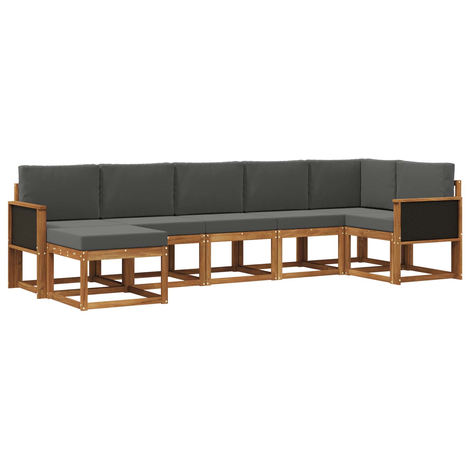 Outdoor-Sofagarnitur 7 pcs Natur und Anthrazit Polyester