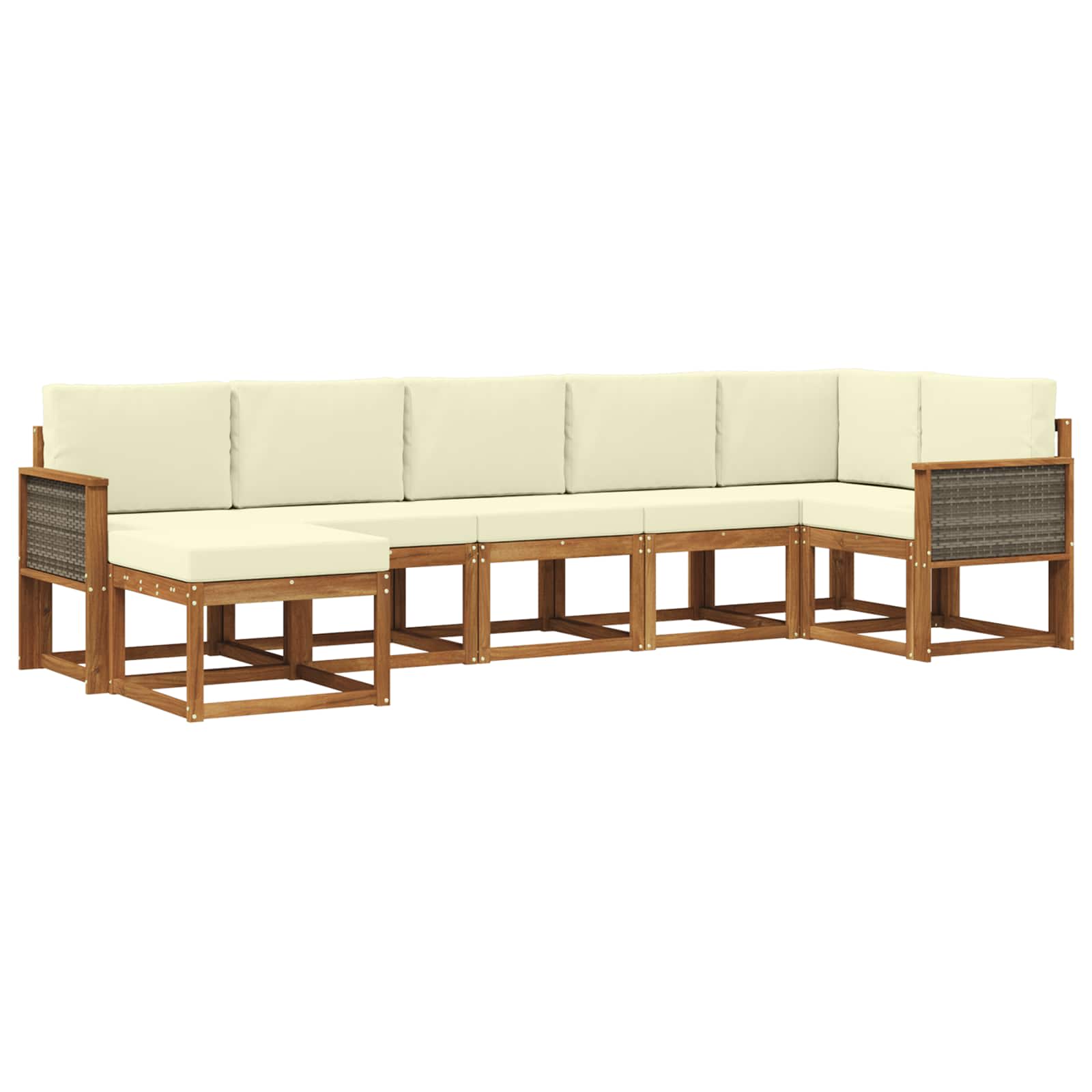 Outdoor-Sofagarnitur 7 stk. Natur und Creme Polyester