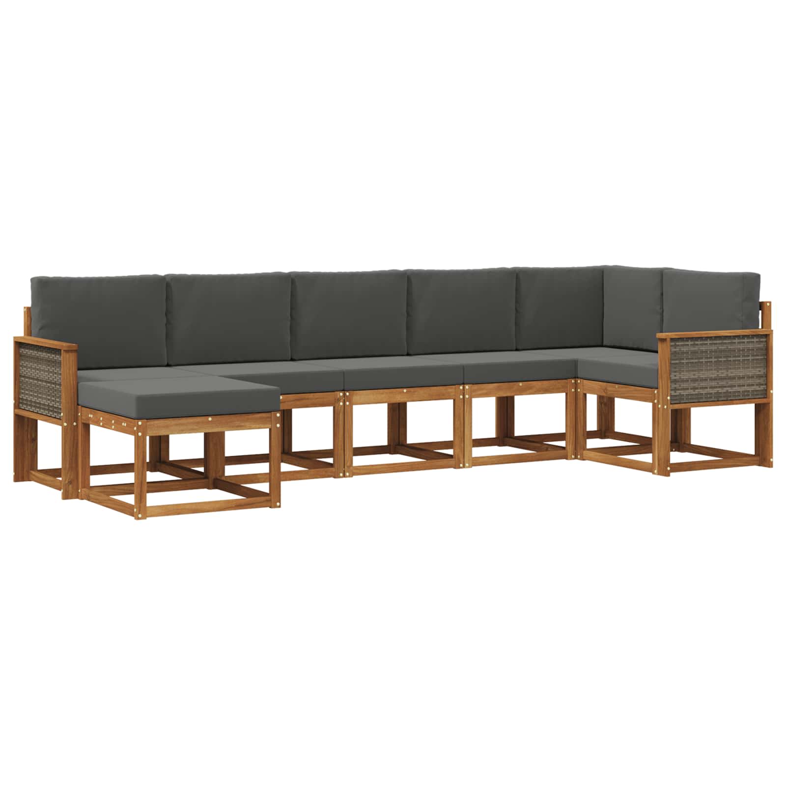 Outdoor-Sofagarnitur 7 pcs Natur und Anthrazit Polyester
