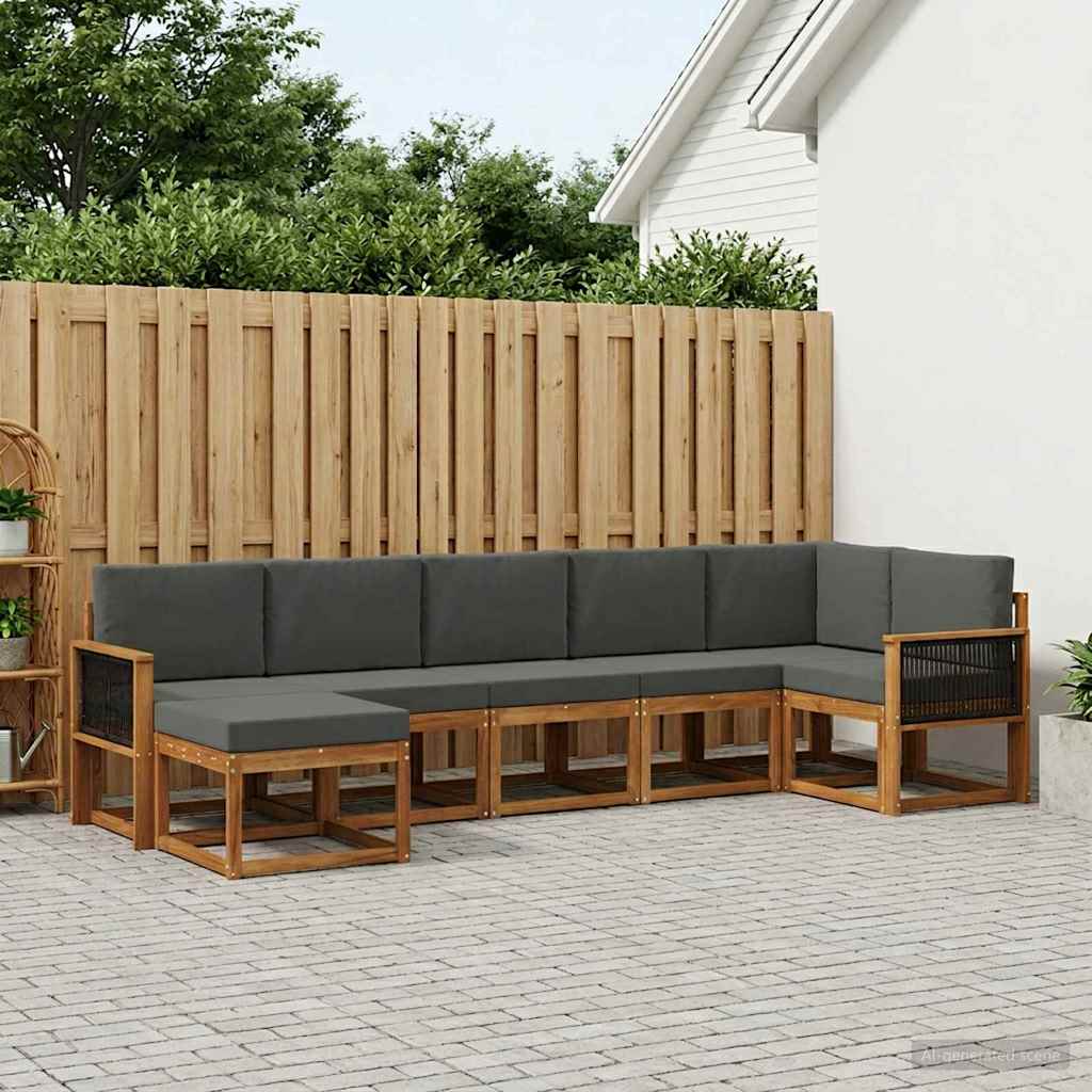 Outdoor-Sofagarnitur 7 pcs Natur und Anthrazit Polyester