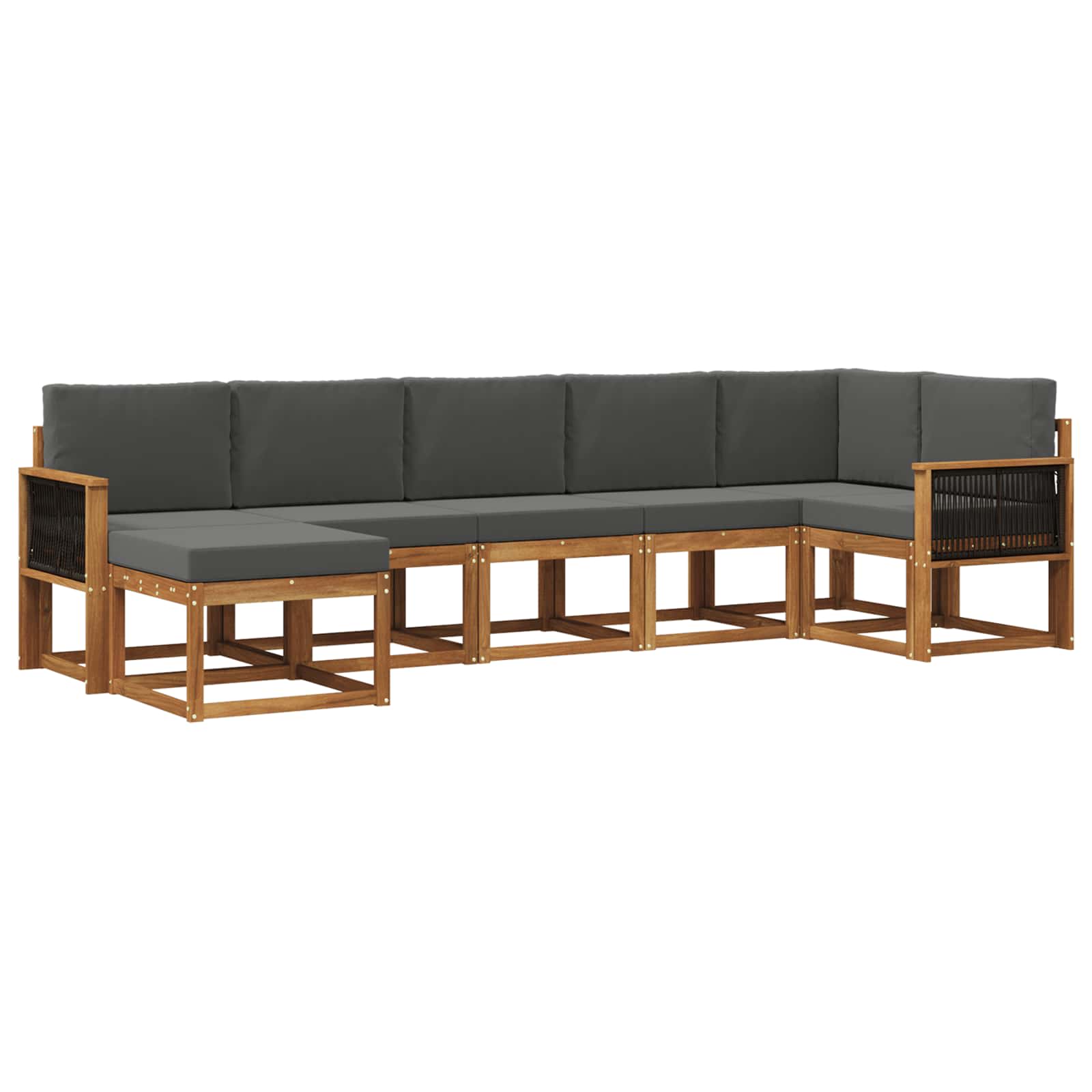 Outdoor-Sofagarnitur 7 pcs Natur und Anthrazit Polyester