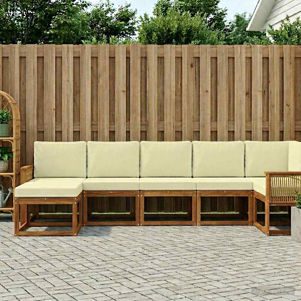 Outdoor-Sofagarnitur 7 stk. Natur und Creme Polyester